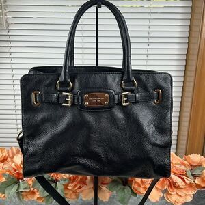 Black Leather Michael Kors Hamilton Jewel East West Tote